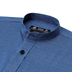Camisa Sport Azul Classic Fit Cuello Mao Austin Reed CS00923 - Detalle cuello