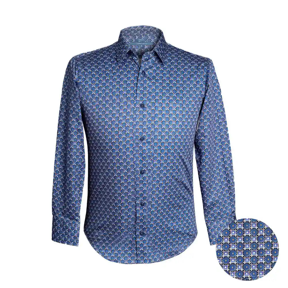 Camisa Sport Classic Fit Perry Ellis CS00850 - Azul Oscuro - modelo