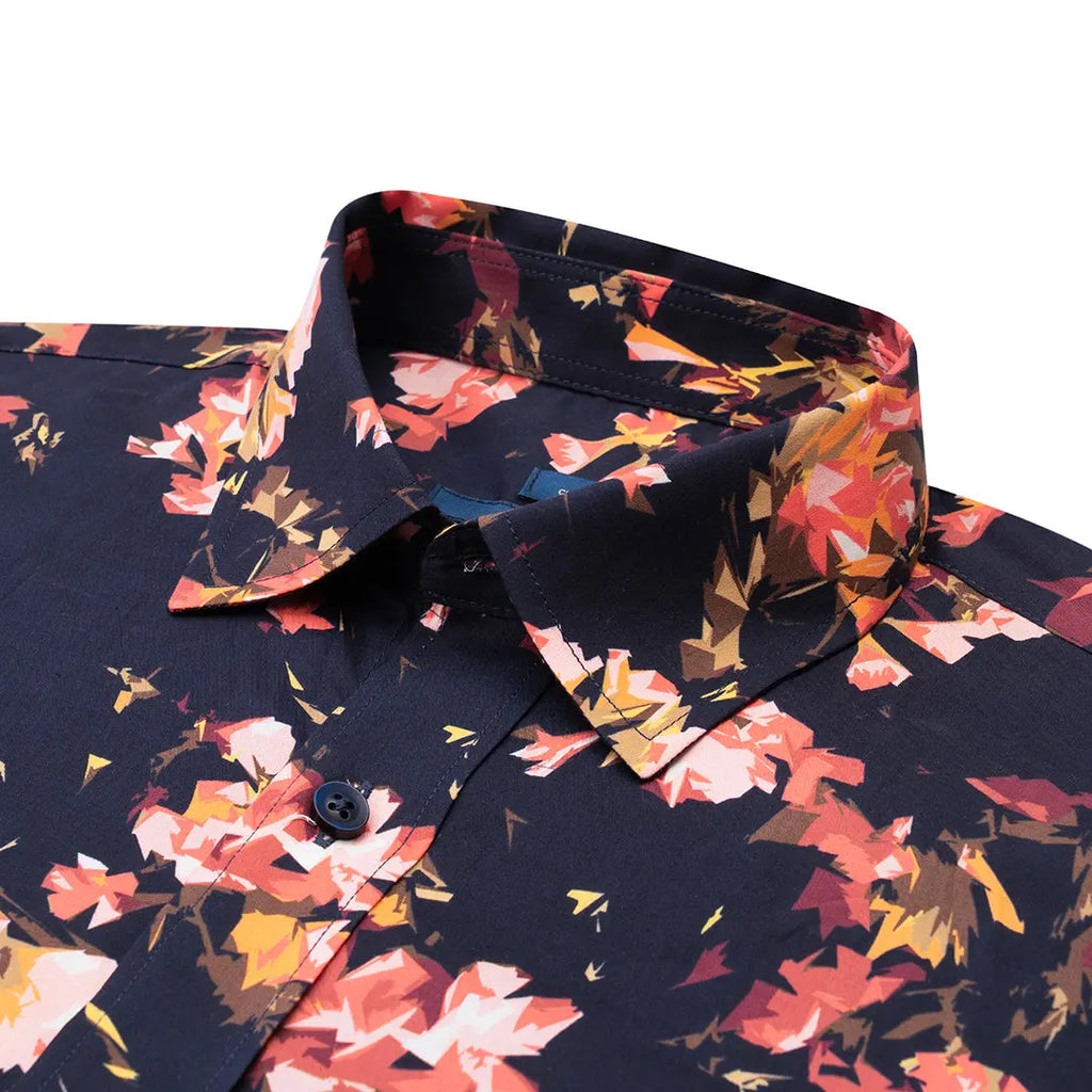 Camisa Sport Classic Fit Perry Ellis CS00893 - Azul Oscuro - Detalle cuello