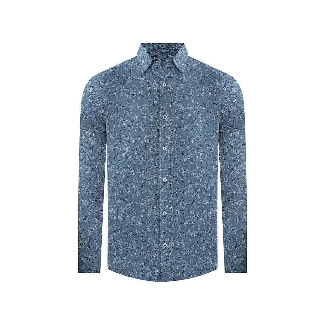 Camisa Sport Classic Fit Perry Ellis CS00912 - Azul Oscuro - Frente ghost mannequin