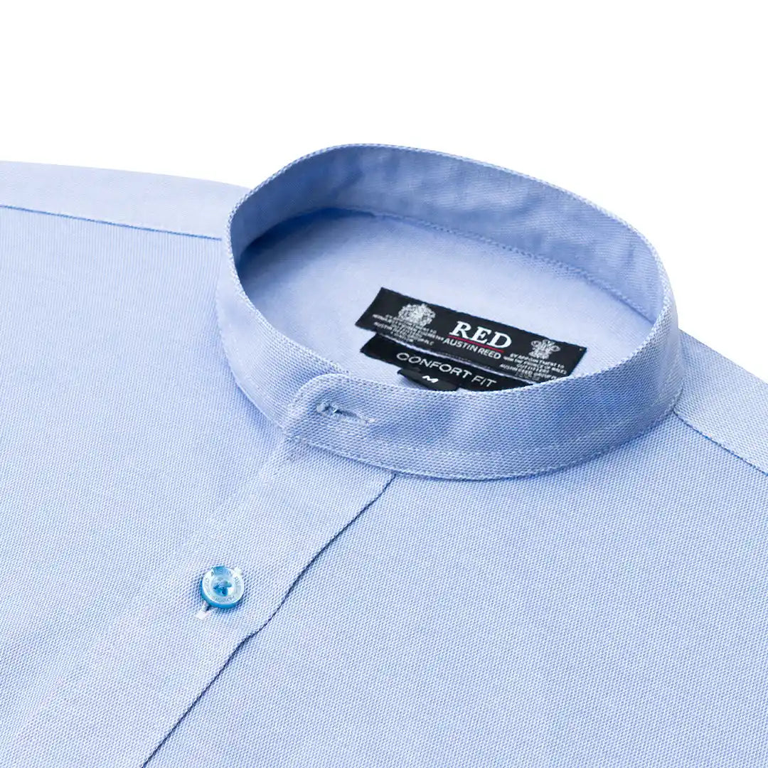 Camisa Sport Classic Fit Cuello Mao Austin Reed CS00926 - Azul Claro - Detalle cuello