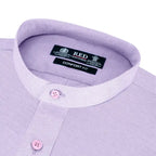 Camisa Sport Classic Fit Cuello Mao Austin Reed CS00926 - Lila - Detalle cuello