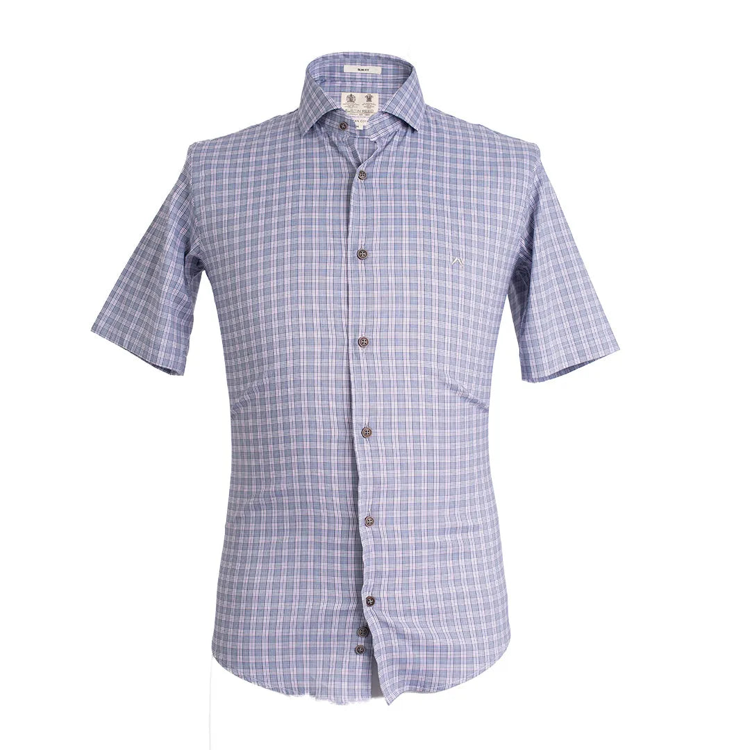 Camisa Sport BeigeClassic Fit Cuello Mao Austin Reed CS00837C - Morado - Frente ghost mannequin