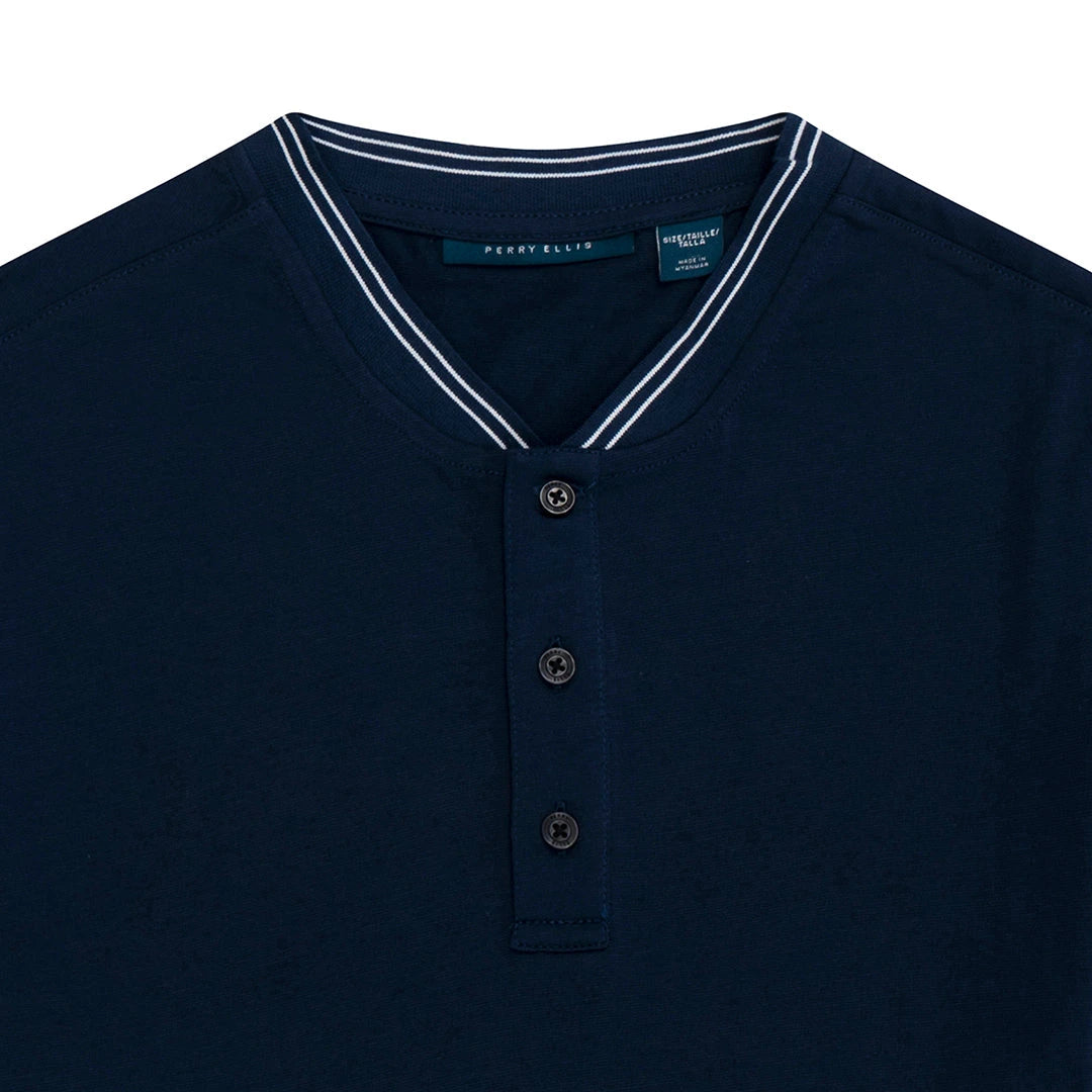 T-Shirt Perry Ellis TS00009 - Azul Oscuro - Detalle cuello