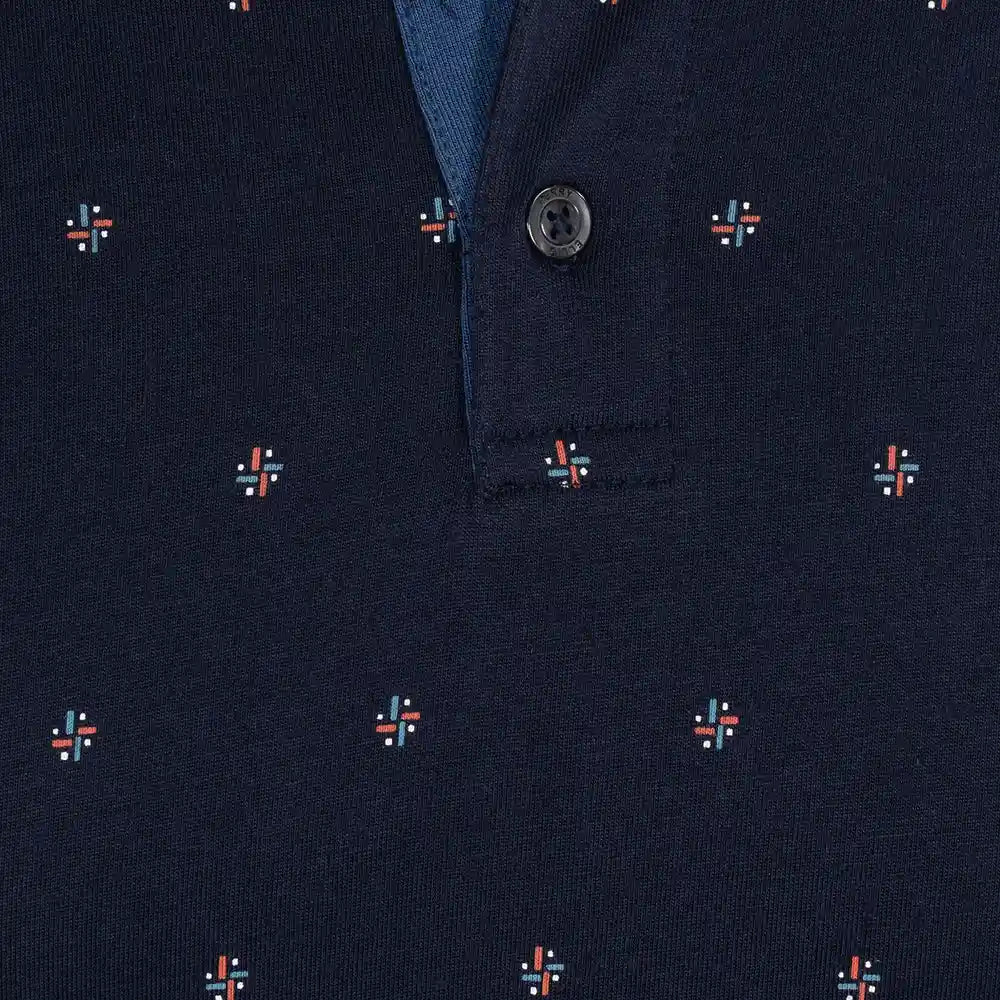 Camiseta Polo Classic Fit Perry Ellis CM00135 - Azul Oscuro - Detalle textura