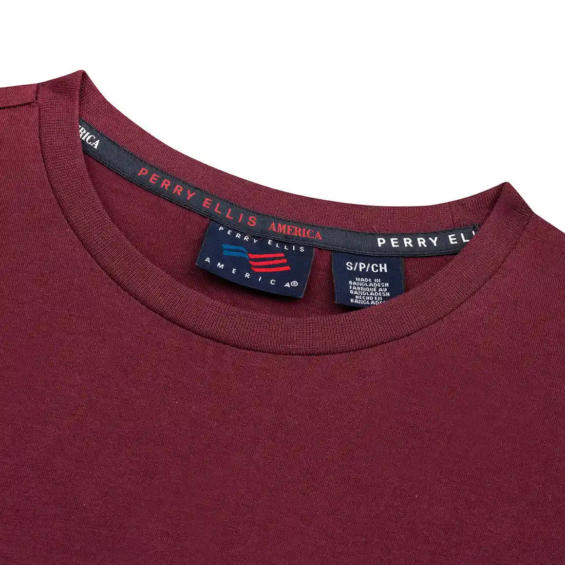 T-Shirt Perry Ellis TS00020 - Vinotinto - Detalle cuello