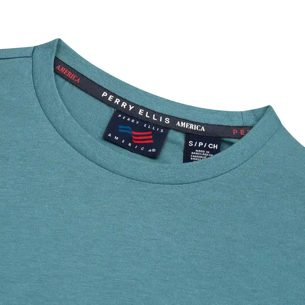 T-Shirt Perry Ellis TS00020 - Verde - Detalle cuello