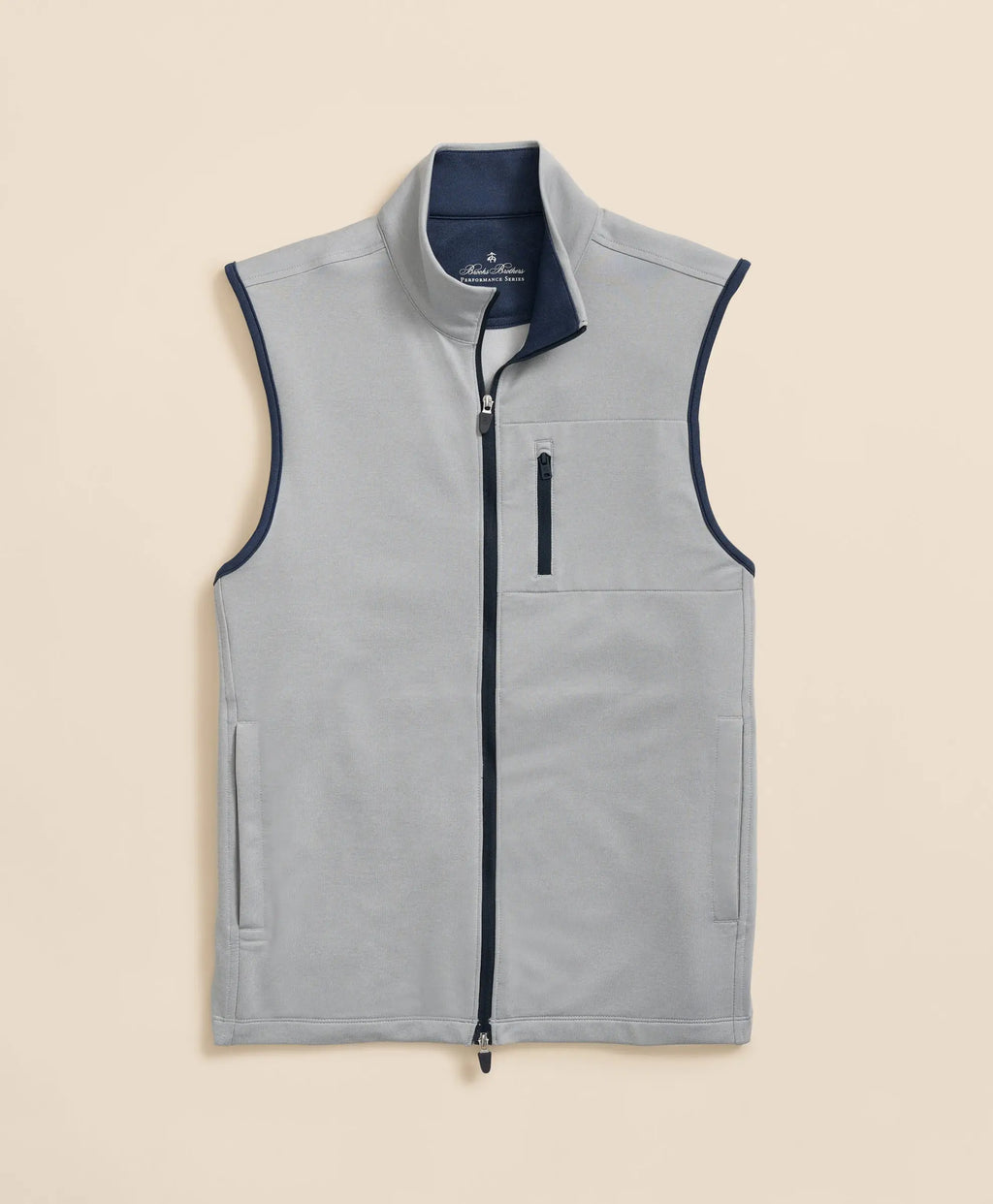 Chaleco Brooks Brothers Performance Series CHA0001 - Gris Claro - Frente ghost mannequin