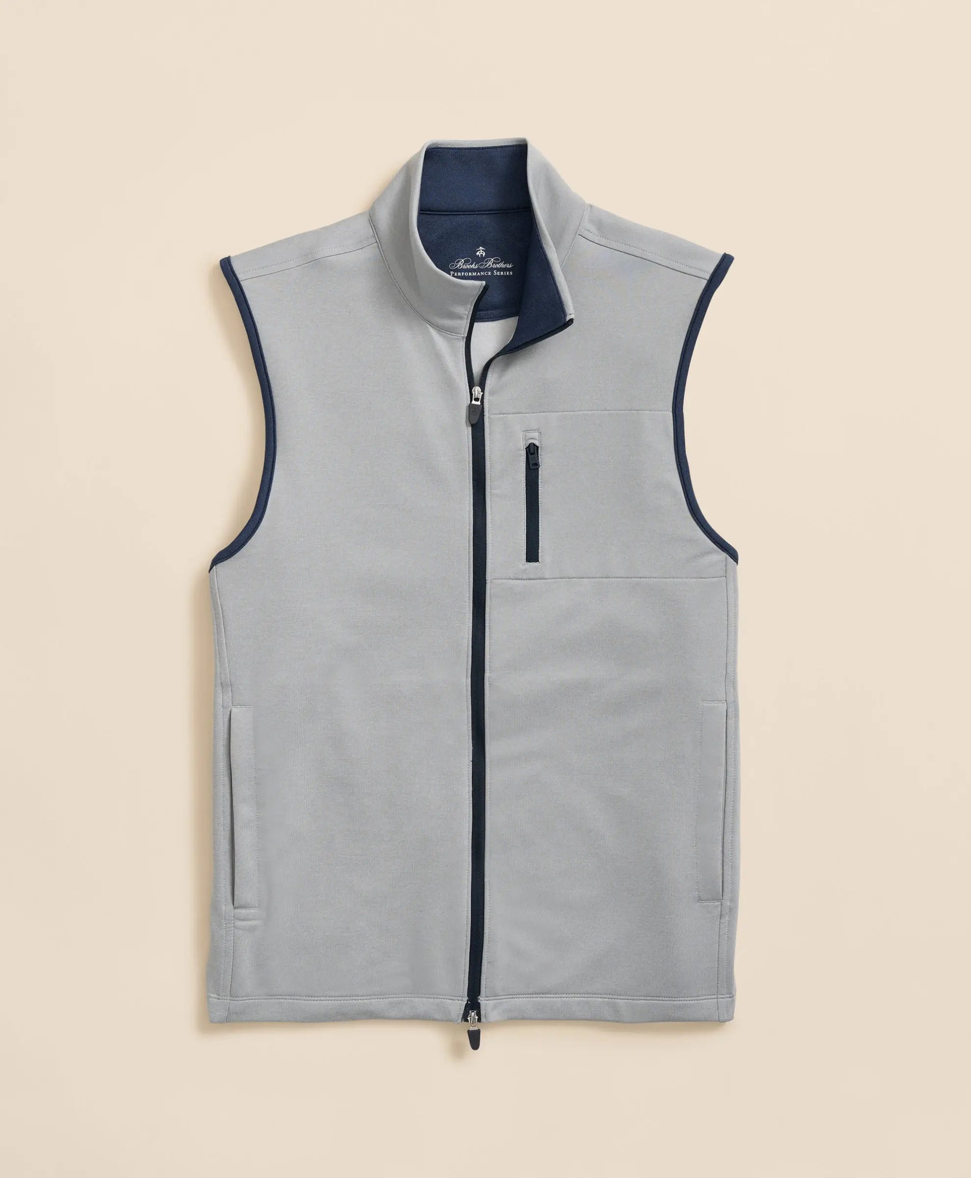 Chaleco Brooks Brothers Performance Series CHA0001 - Gris Claro - Frente ghost mannequin