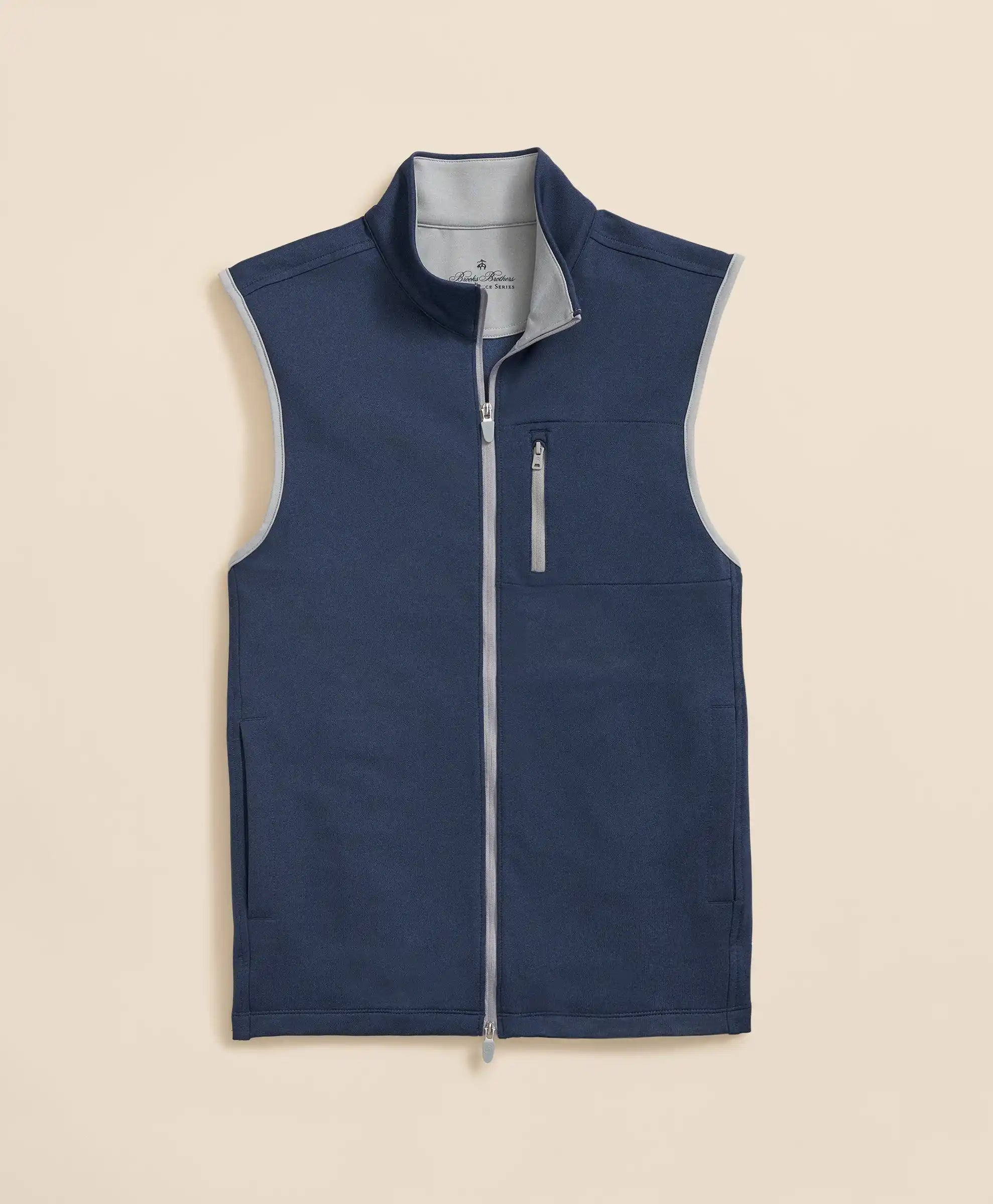 Chaleco Brooks Brothers Performance Series CHA0001 - Azul Oscuro - Frente ghost mannequin