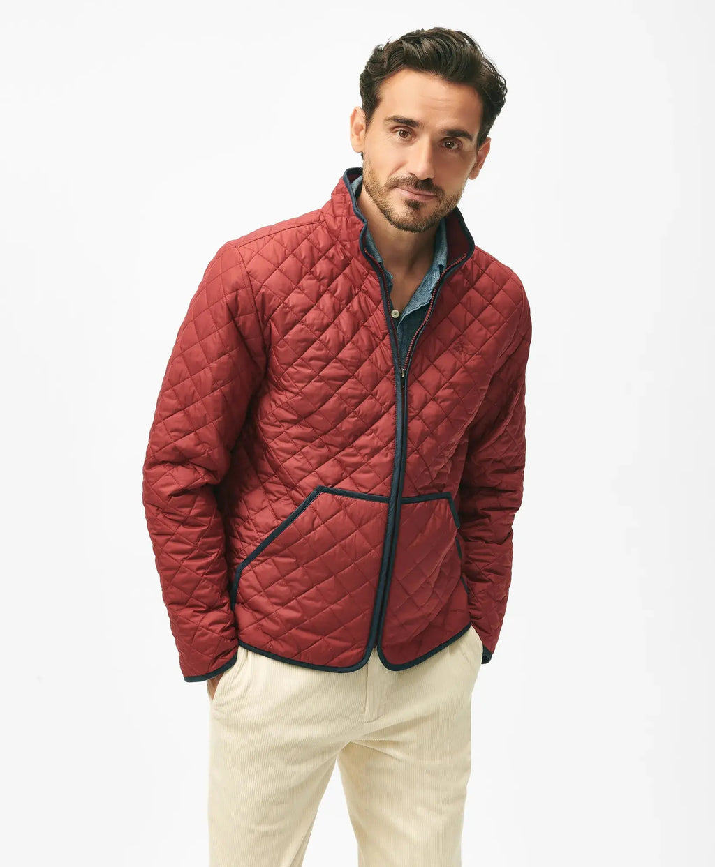 Chaqueta Acolchada (Diamond Liner) Brooks Brothers CH00133 - Rojo - Modelo frente medio