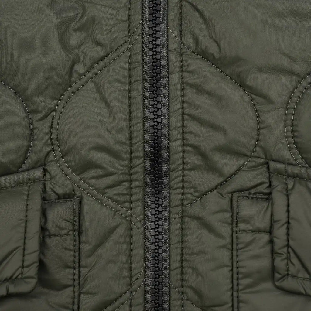 Chaqueta Quilted Perry Ellis CH00121 - Verde Oscuro - Detalle zipper