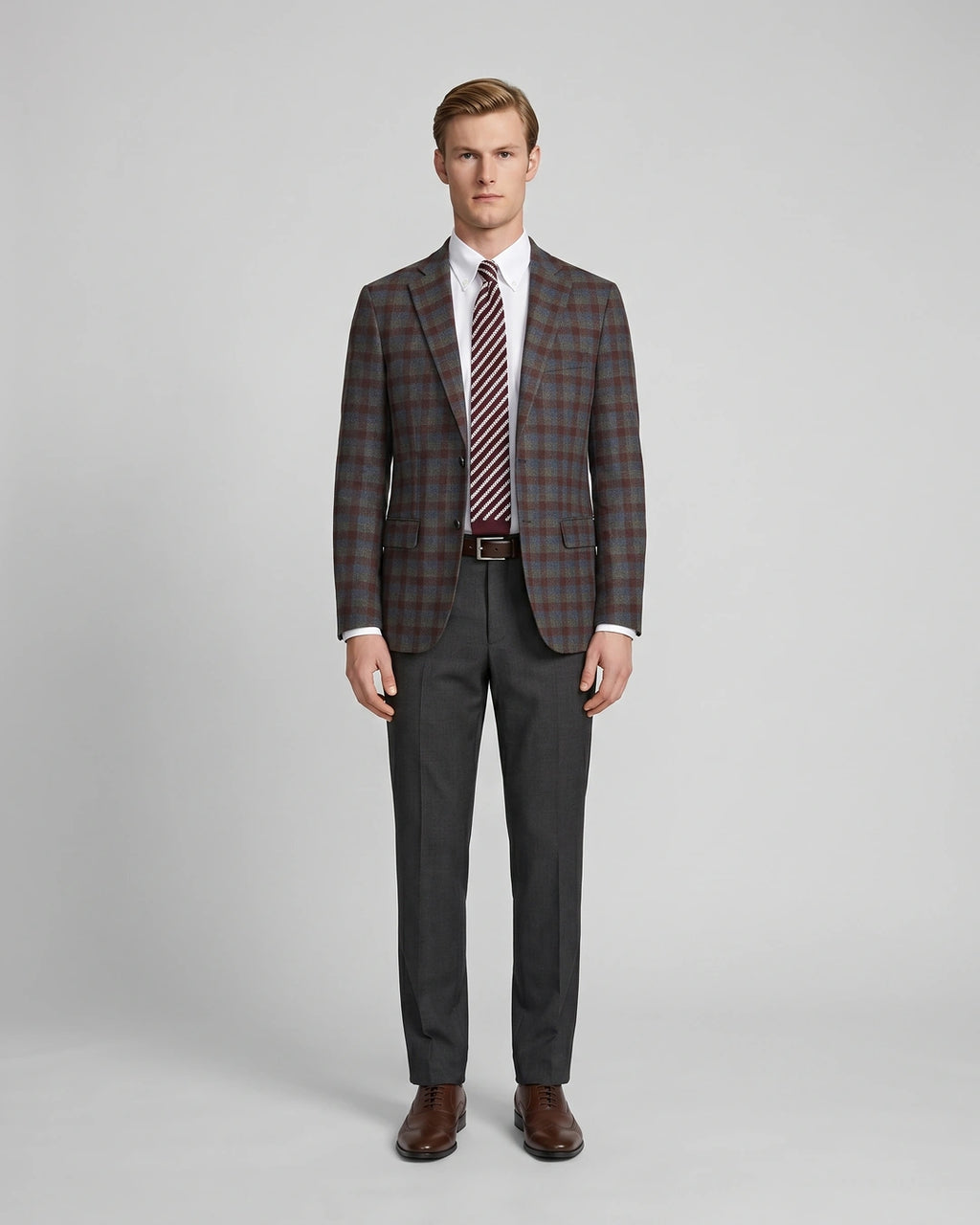 Saco Cuadros Classic Fit Guy Laroche SA00479 - Marron - Modelo cuerpo completo