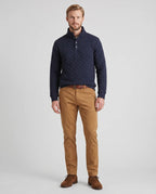Sweater Perry Ellis Half Button SW00096 - Azul Oscuro - Modelo cuerpo completo