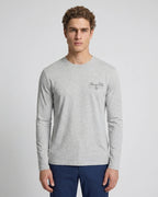 T-Shirt Perry Ellis Manga Larga TS00021 - Gris Claro - Modelo plano americano lookbook