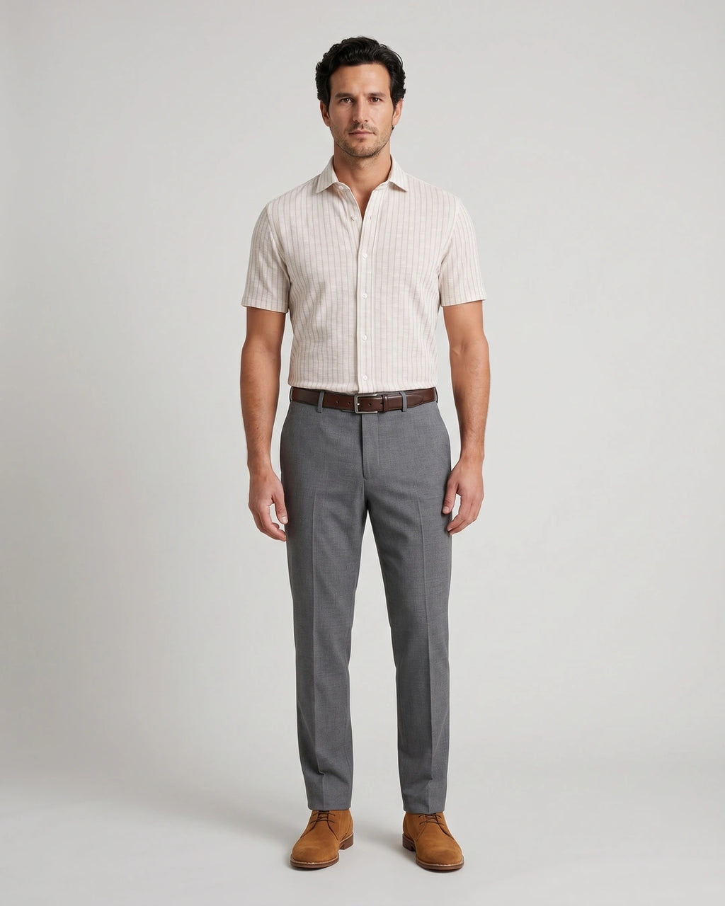 Camisa Sport Habano Claro Classic Fit Perry Ellis CS00943 - Habano Claro - Modelo cuerpo completo