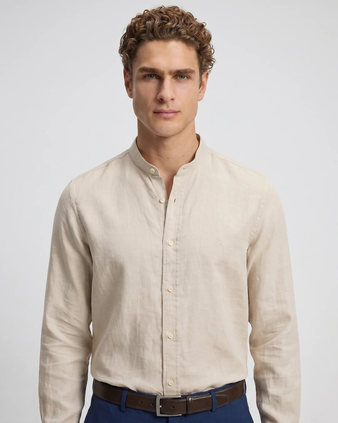 Camisa Sport Perry Ellis CS00875P - Habano Claro - Modelo plano americano lookbook