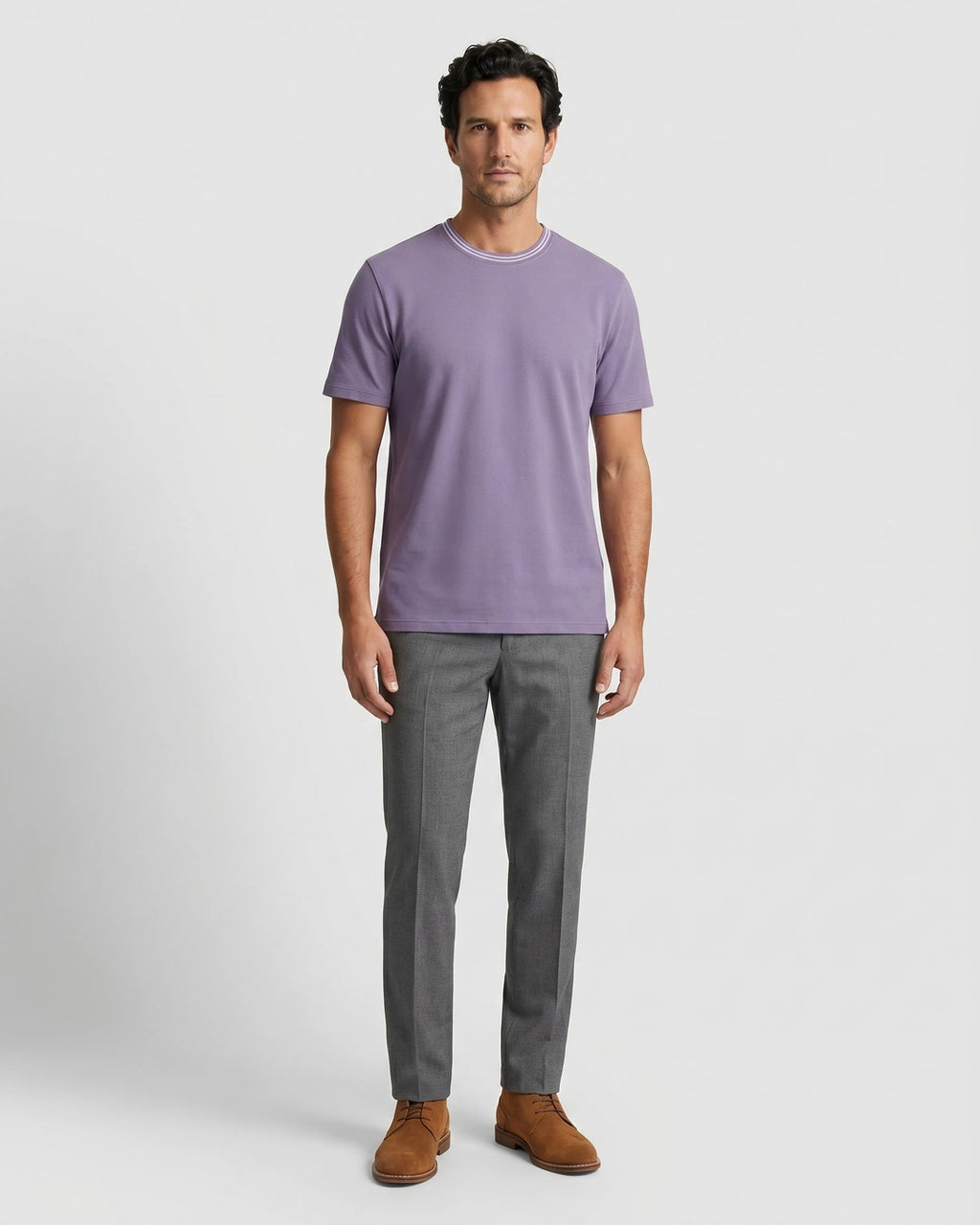 T-Shirt Perry Ellis TS00012 - Lila - Modelo cuerpo completo
