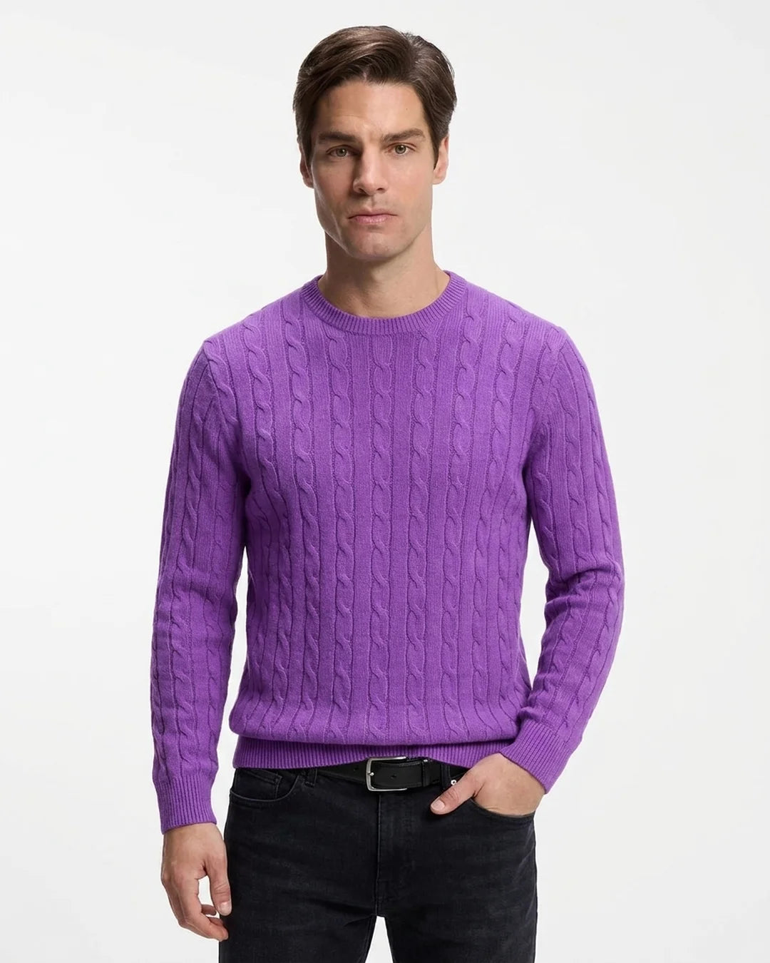 Sweater Guy Laroche Crew Neck SW00107 - Lila - Modelo frente medio