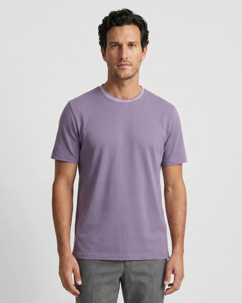T-Shirt Perry Ellis TS00012 - Lila - Modelo plano americano lookbook