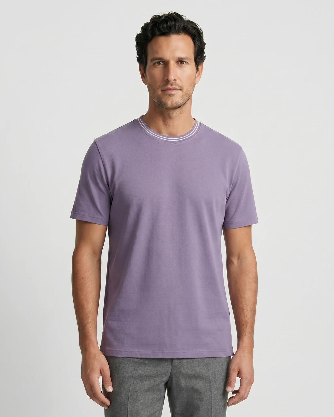 T-Shirt Perry Ellis TS00012 - Lila - Modelo plano americano lookbook