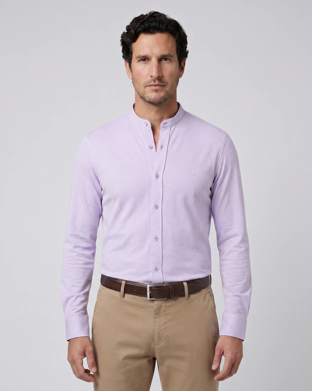 Camisa Sport Cuello Mao Austin Reed CS00926 - Lila - Modelo plano americano lookbook