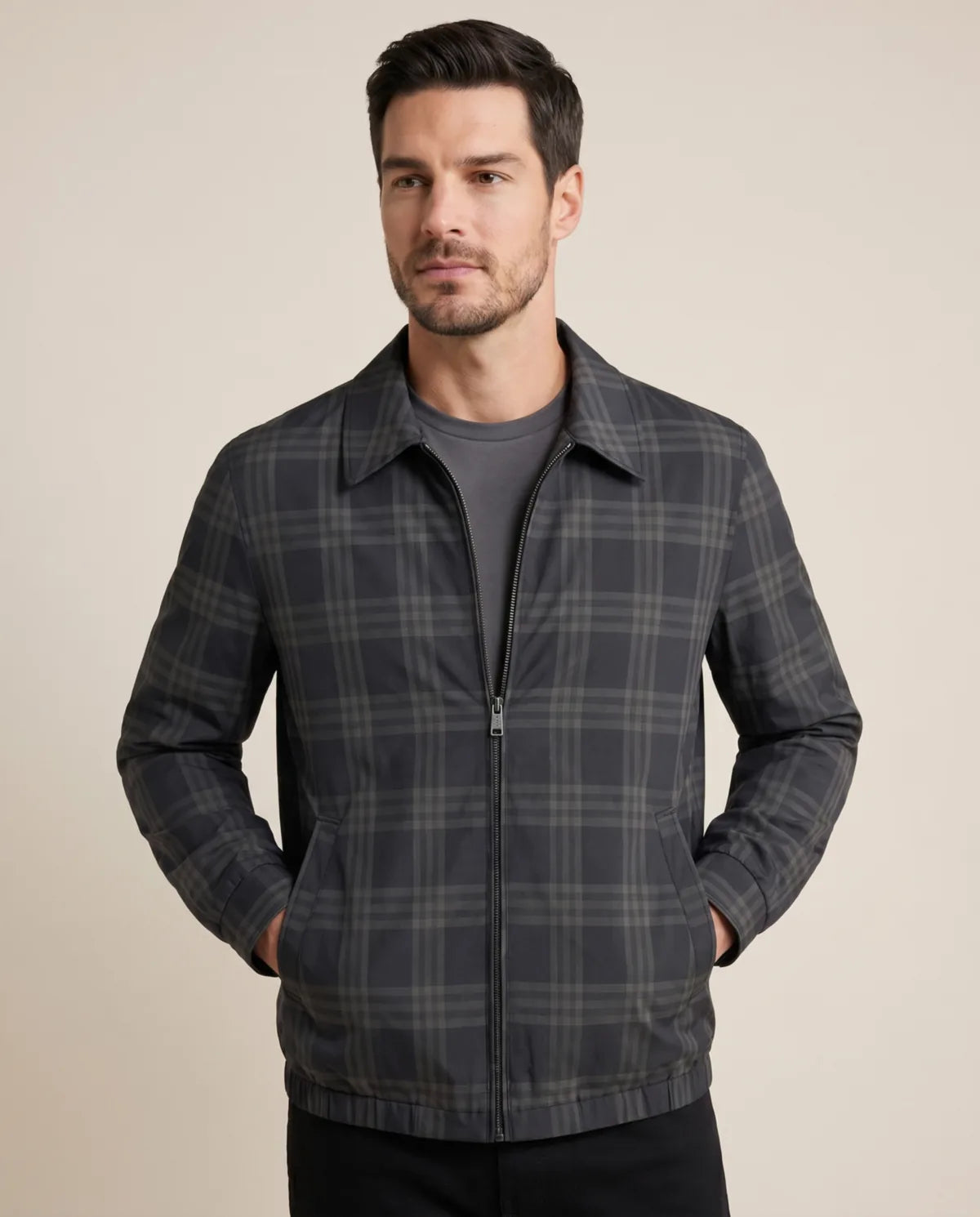 Chaqueta Perry Ellis CH00083 - Gris Oscuro - hombre plano medio