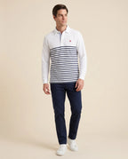 Camiseta Polo Blanca Rayas Azules Manga Larga Brooks Brothers CM00155 - Blanco - hombre plano medio