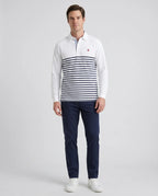 Camiseta Polo Blanca Rayas Azules Manga Larga Brooks Brothers CM00155 - Blanco - cuerpo completo