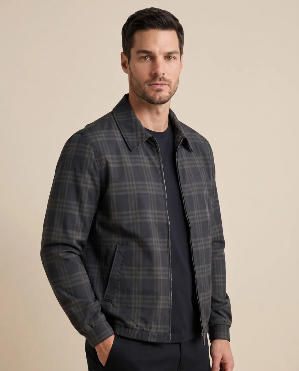 Chaqueta Perry Ellis CH00083 - Gris Oscuro - tres cuartos