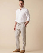 Pantalon Lino Classic Fit Perry Ellis PS00153 - Gris Claro - tres cuartos