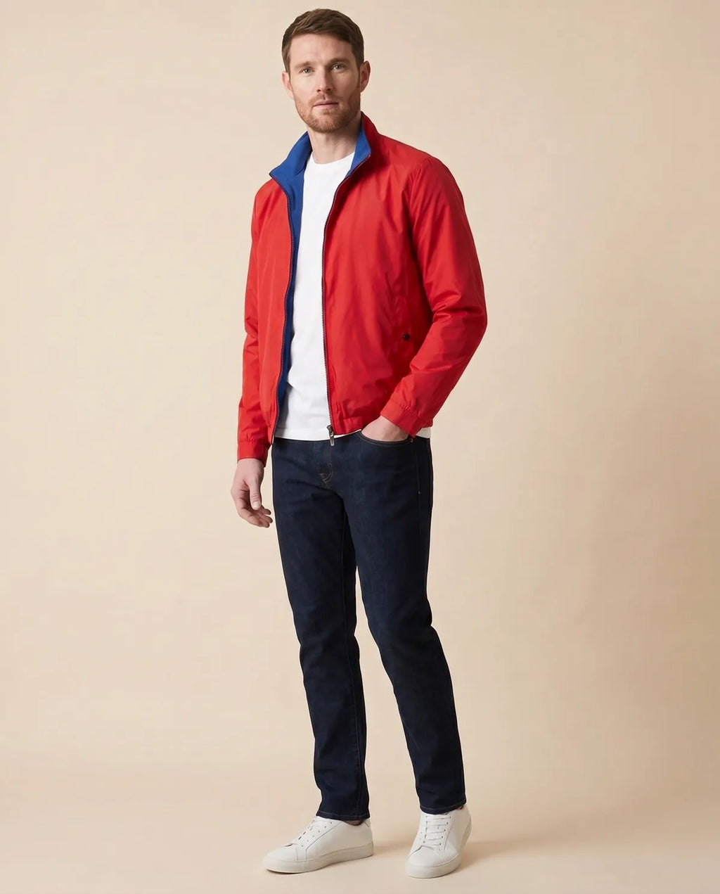Chaqueta Reversible Perry Ellis CH00110 - azul-rojo - tres cuartos
