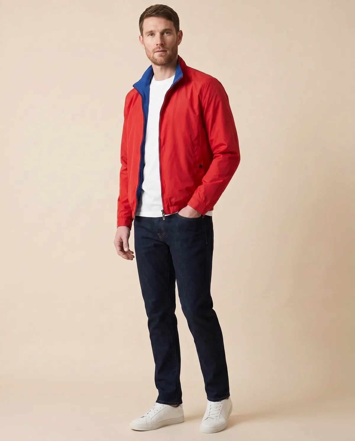 Chaqueta Reversible Perry Ellis CH00110 - azul-rojo - tres cuartos