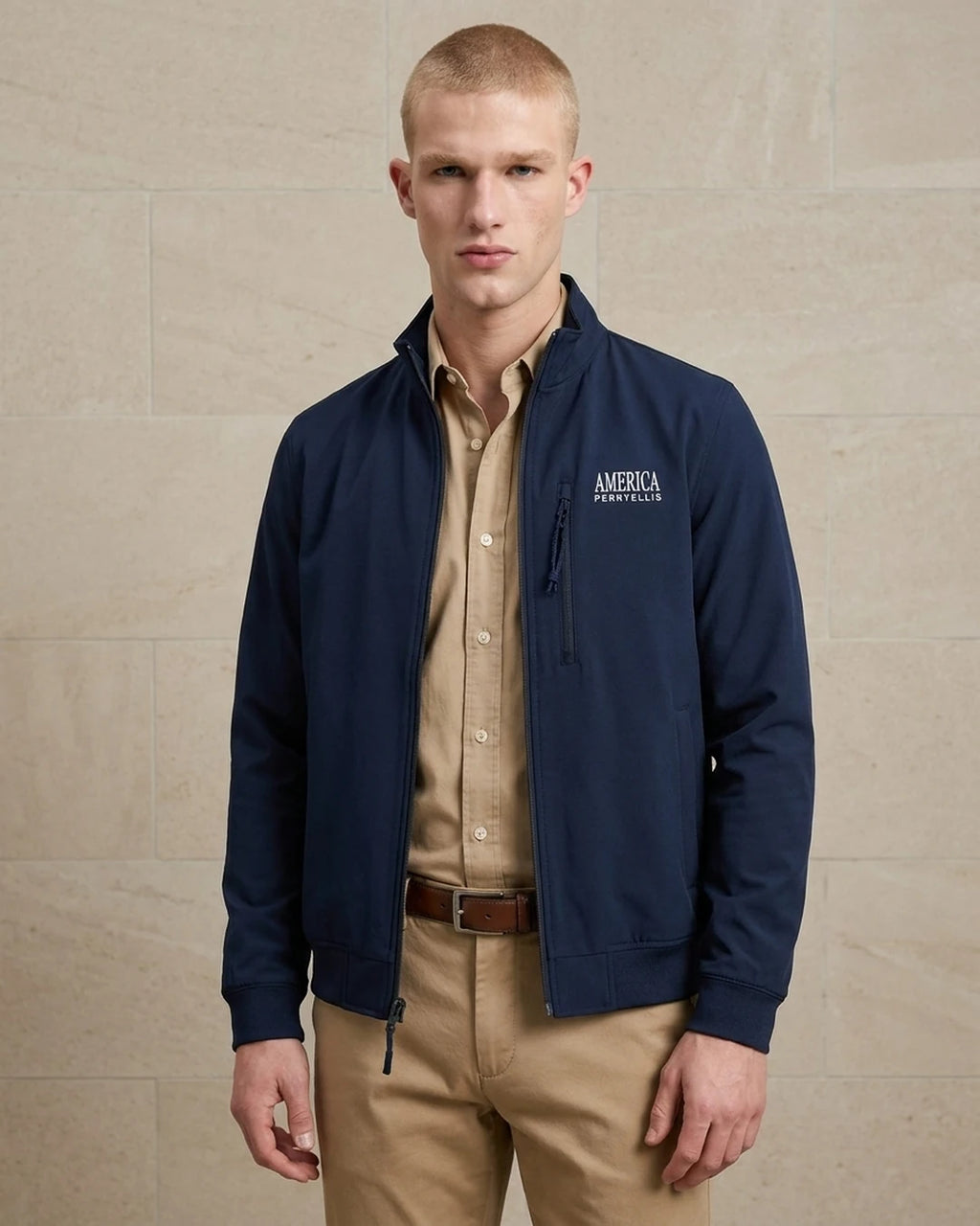 Chaqueta Térmica Perry Ellis CH00116 - Azul Medio - Modelo plano americano lookbook