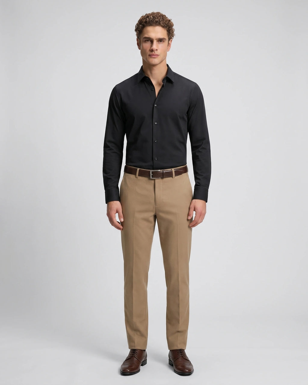 Camisa Sport Spread Collar Perry Ellis CS00699B - Negro - Modelo cuerpo completo