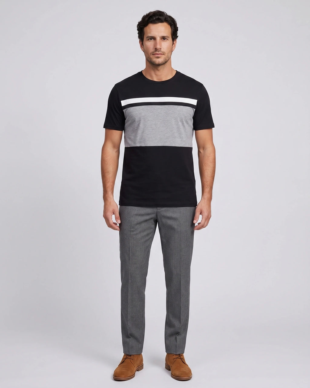 T-Shirt Perry Ellis TS00015 - Negro - Modelo cuerpo completo