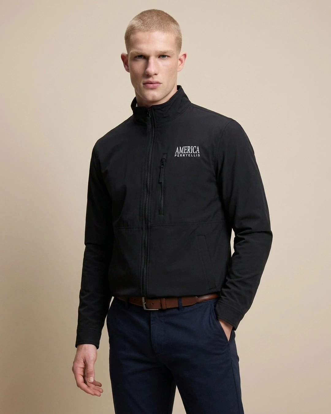 Chaqueta Térmica Perry Ellis CH00116 - Negro - Modelo plano americano lookbook Imagen principal del producto