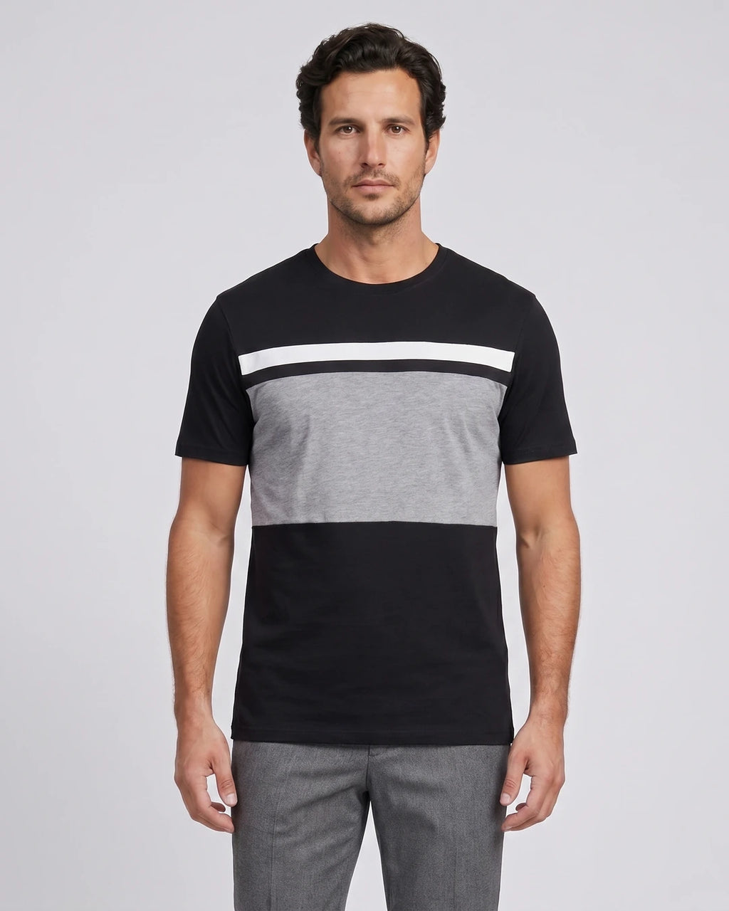 T-Shirt Perry Ellis TS00015 - Negro - Modelo plano americano lookbook