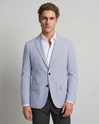Saco Classic Fit SeerSucker Guy Laroche SA00472 - Azul Claro - Modelo plano americano lookbook