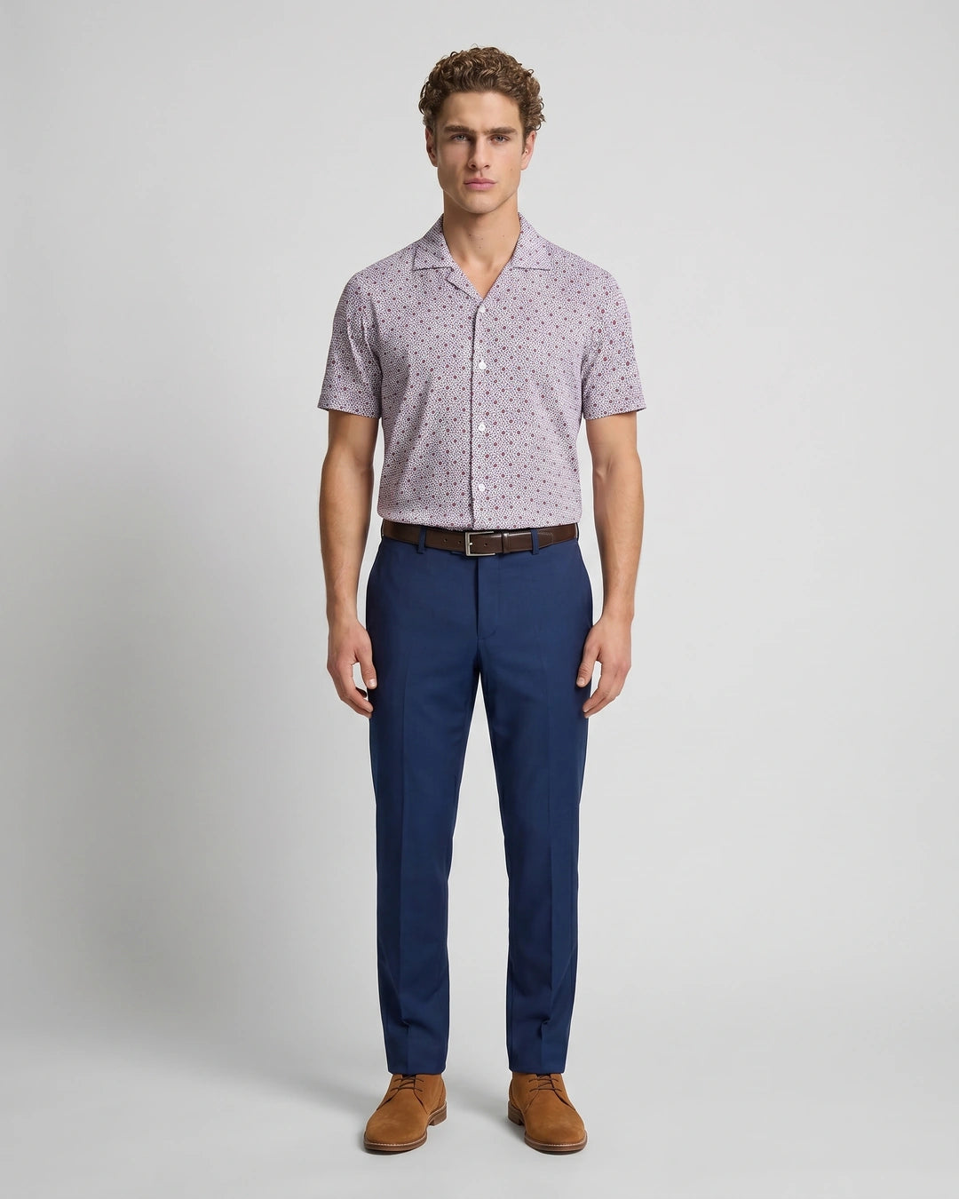 Camisa Sport Manga Corta Perry Ellis CS00882C - Rojo - Modelo cuerpo completo