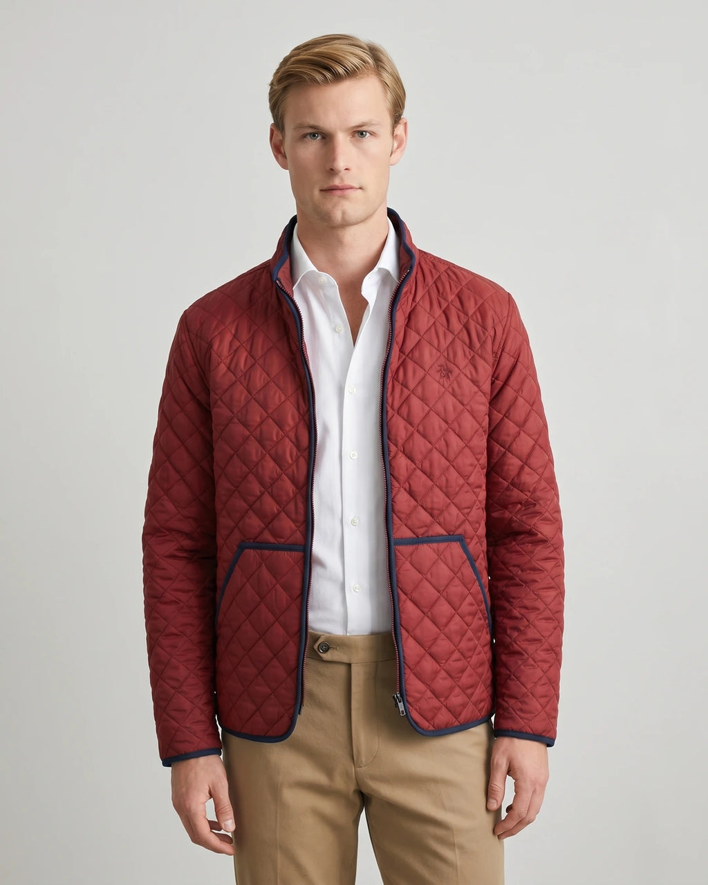 Chaqueta Acolchada (Diamond Liner) Brooks Brothers CH00133 - Rojo - Modelo plano americano lookbook