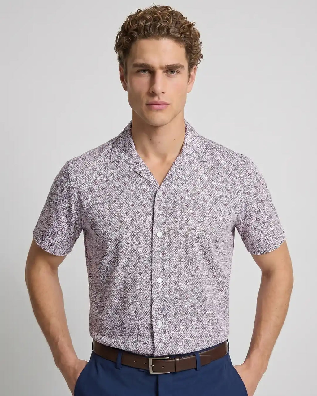 Camisa Sport Manga Corta Perry Ellis CS00882C - Rojo - Modelo plano americano lookbook