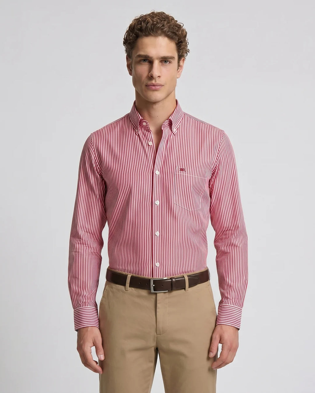 Camisa Sport Guy Laroche CS00815 - Rojo - Modelo plano americano lookbook