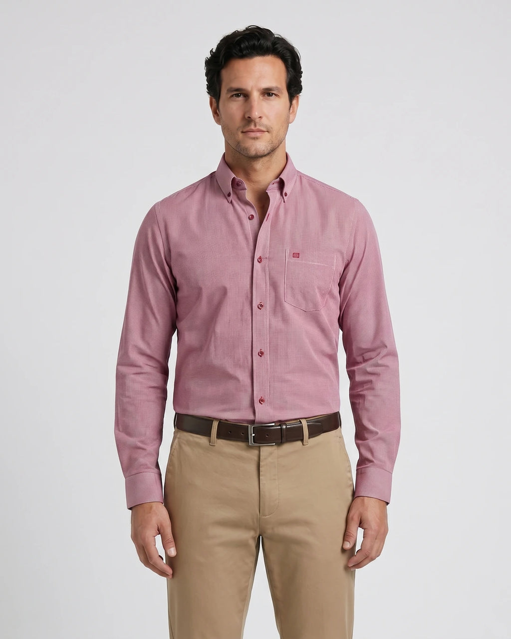 Camisa Sport Guy Laroche CS00681G - Rojo - Modelo plano americano lookbook