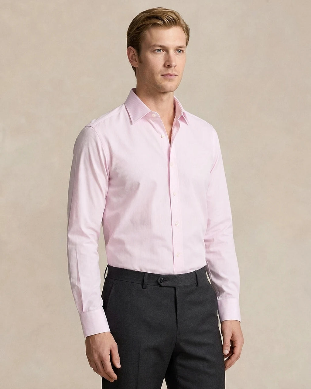 Camisa Formal Classic Fit Guy Laroche CC01059 - Rosa - Modelo plano americano lookbook