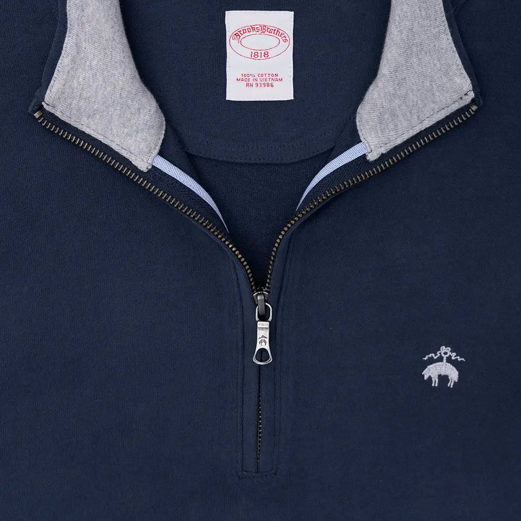 Sweater Algodón 100% Brooks Brothers SW00125 - Azul Oscuro - Detalle zipper