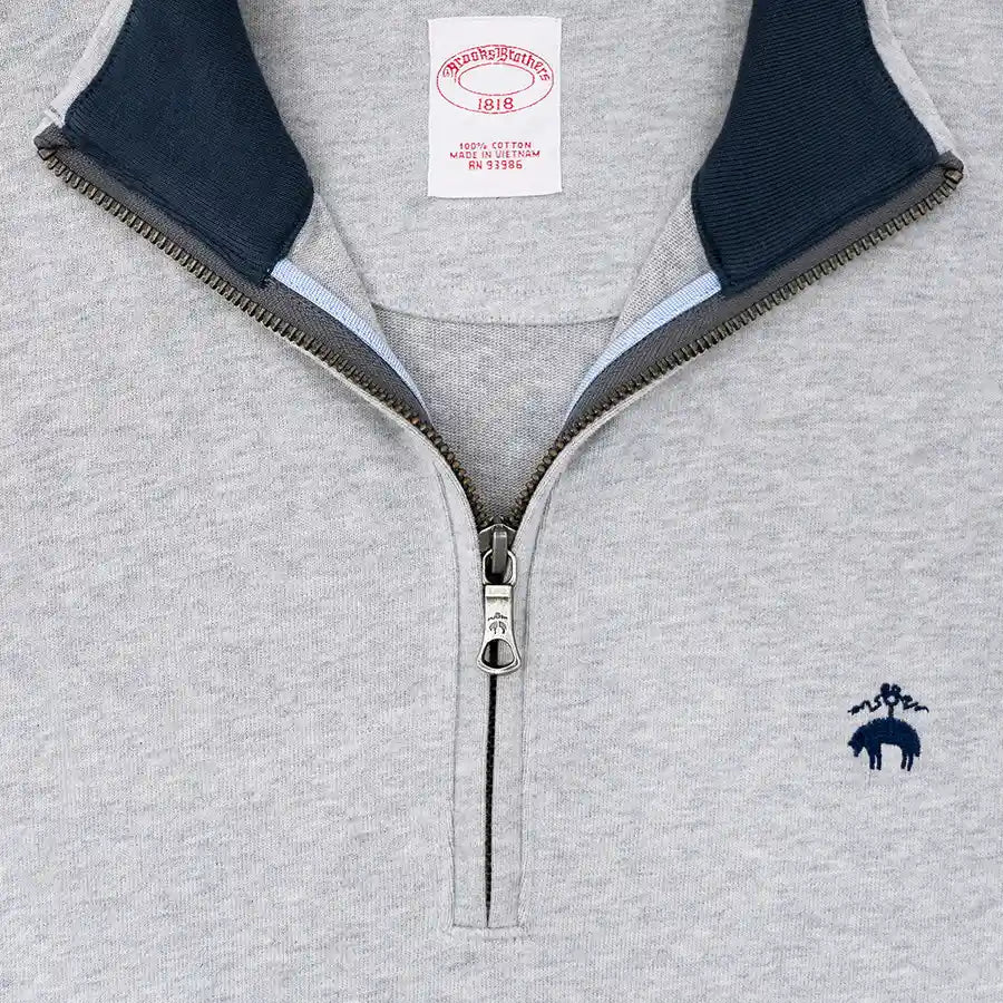 Sweater Algodón 100% Brooks Brothers SW00125 - gris-4 - Detalle zipper