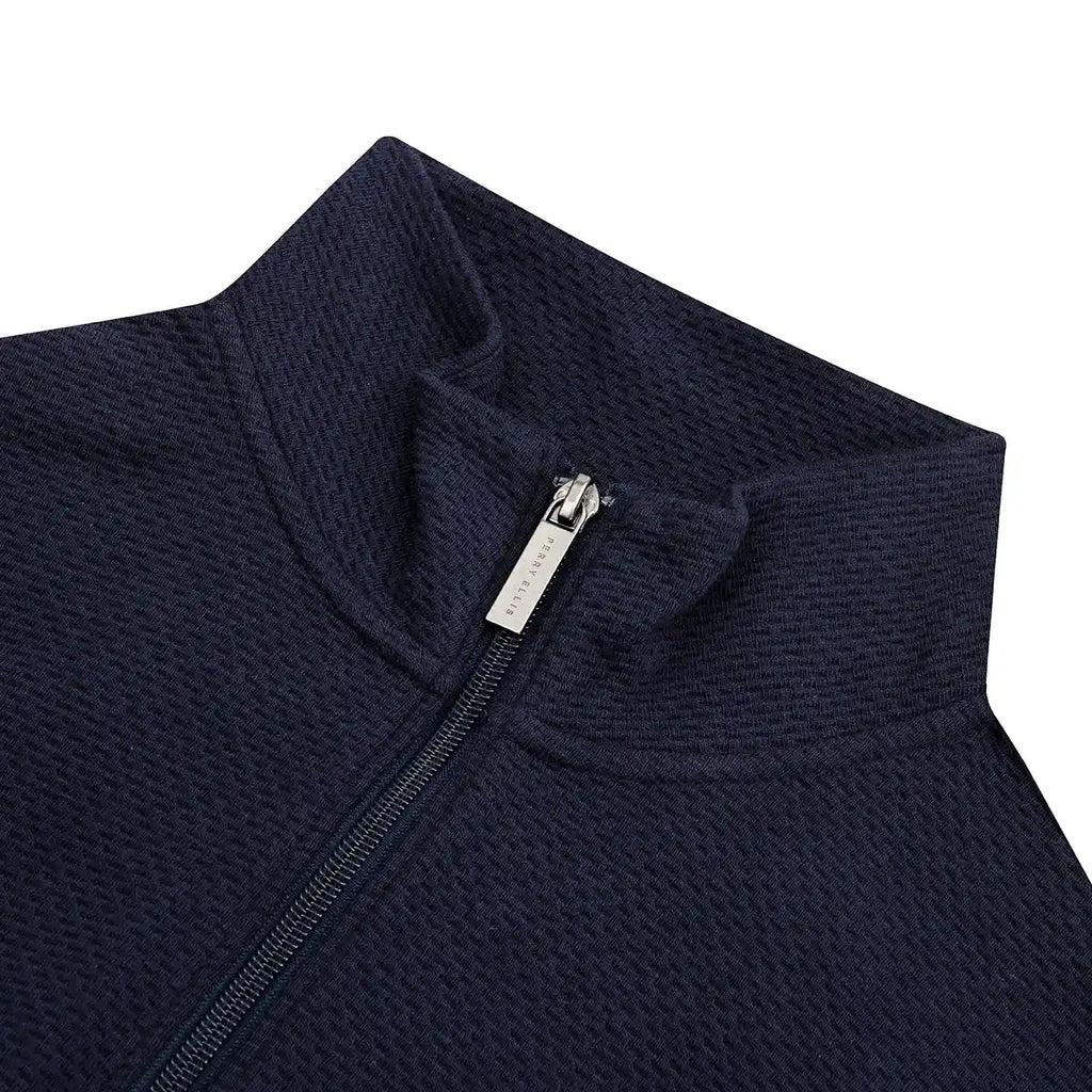 Sweater Perry Ellis Half Zip SW00095 - Azul Oscuro - detalle