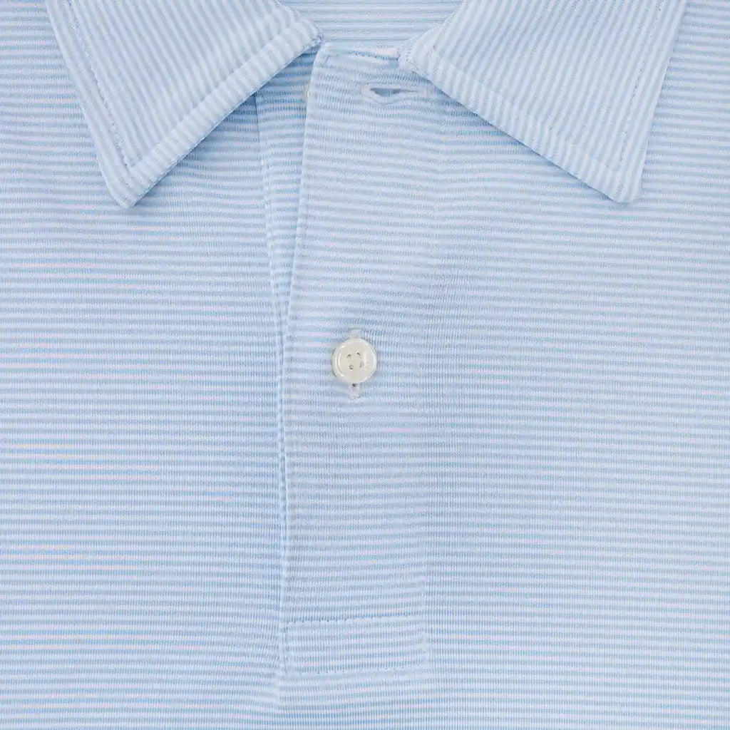 Camiseta Polo mini rayas Brooks Brothers CM00157 - Azul Medio - Detalle cuello