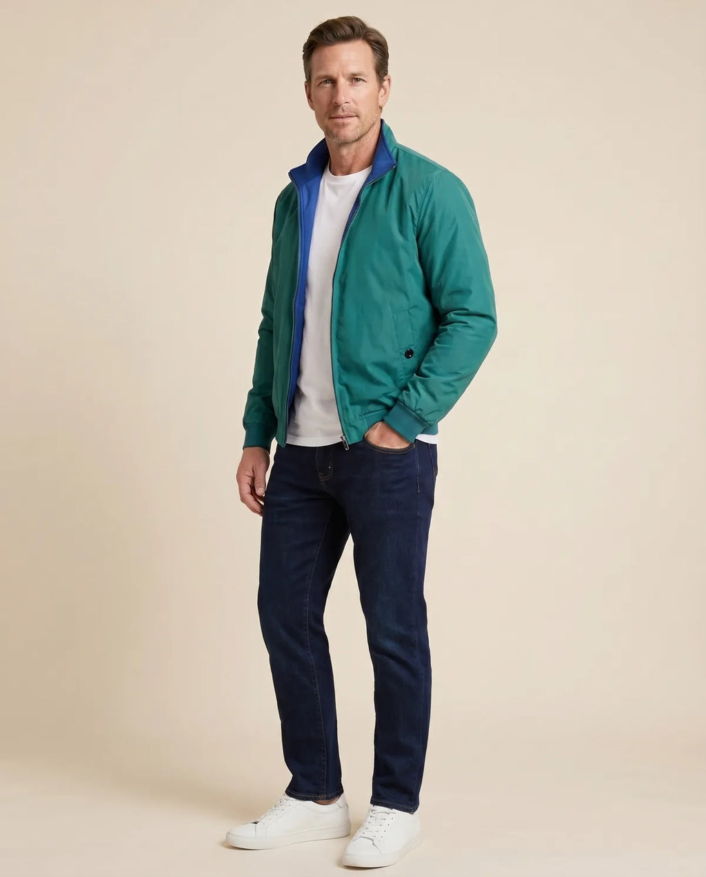 Chaqueta Reversible Perry Ellis CH00110 - verde-2 - tres cuartos